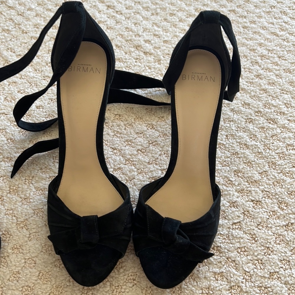 Black suede four inch  heels